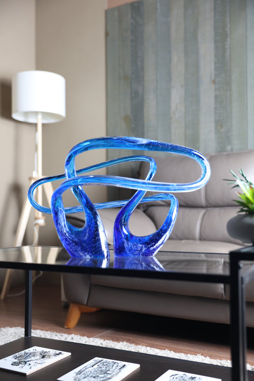 Cerulean Duo Loop Interlocking Glass Vases