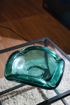 Emerald Flow Sculptural Glass Vase - Small