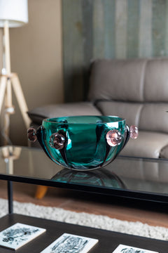 Emerald Blossom Glass Bowl