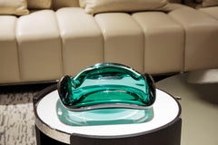 Emerald Flow Sculptural Glass Vase - Small