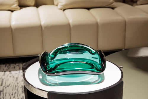 Emerald Flow Sculptural Glass Vase - Small