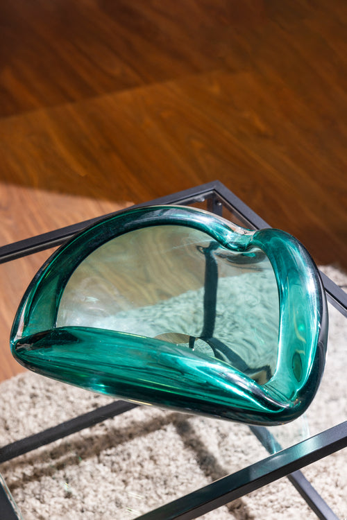 Emerald Flow Sculptural Glass Vase - Large