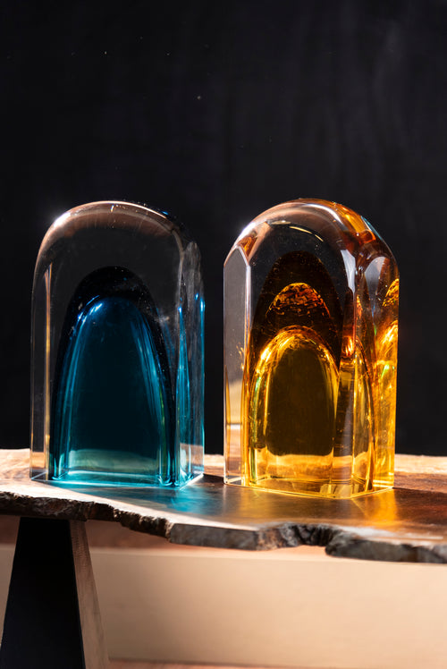 Amber Strata Layered Glass Vase