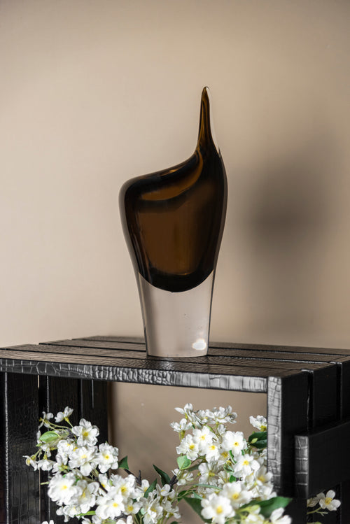 Amber Drop Art Glass Vase - Large