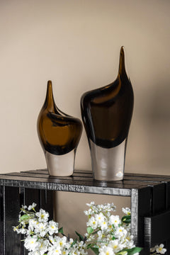 Amber Drop Art Glass Vase - Small