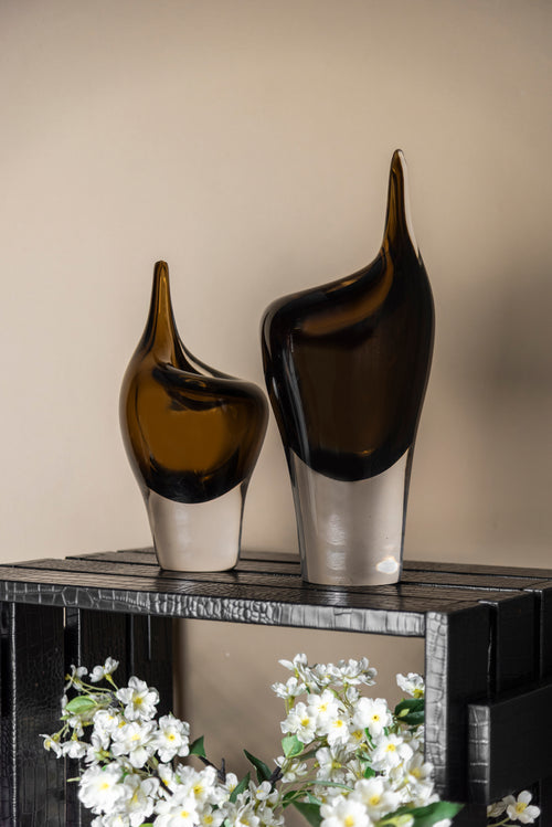 Amber Drop Art Glass Vase - Large