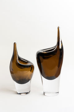 Amber Drop Art Glass Vase - Small