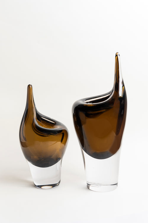 Amber Drop Art Glass Vase - Small