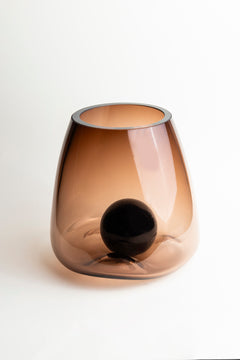 Amber Drift Sculptural Glass Vase - Large