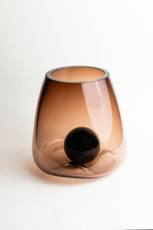 Amber Drift Sculptural Glass Vase - Large