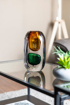 Handcrafted Dual - Tone Glass Vase