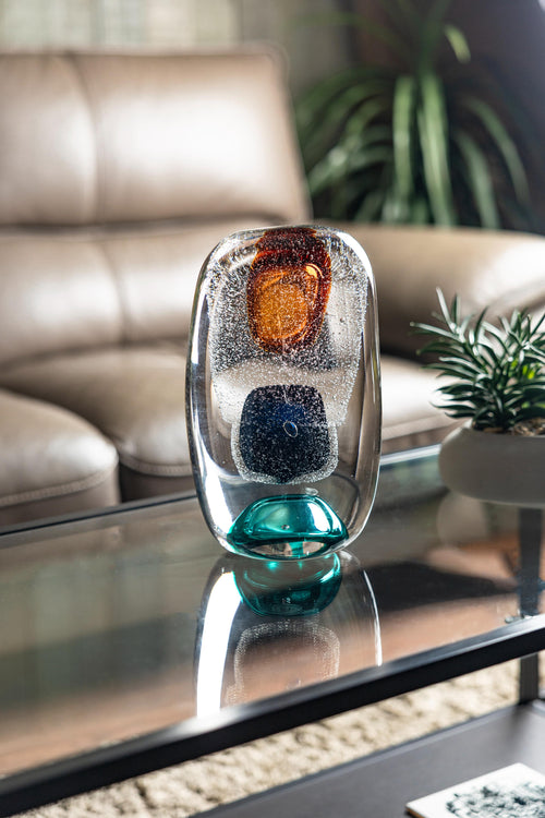 Vibrant Tri-Color Handblown Glass Vase