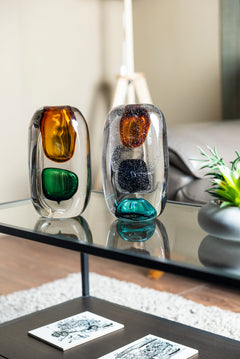 Handcrafted Dual - Tone Glass Vase