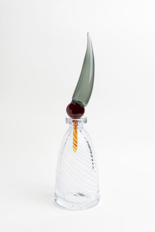 Smoky Crest Glass Art Vase - Tall