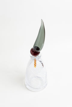 Smoky Crest Glass Art Vase - Tall