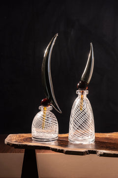 Smoky Crest Glass Art Vase - Tall