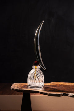 Smoky Crest Glass Art Vase - Short