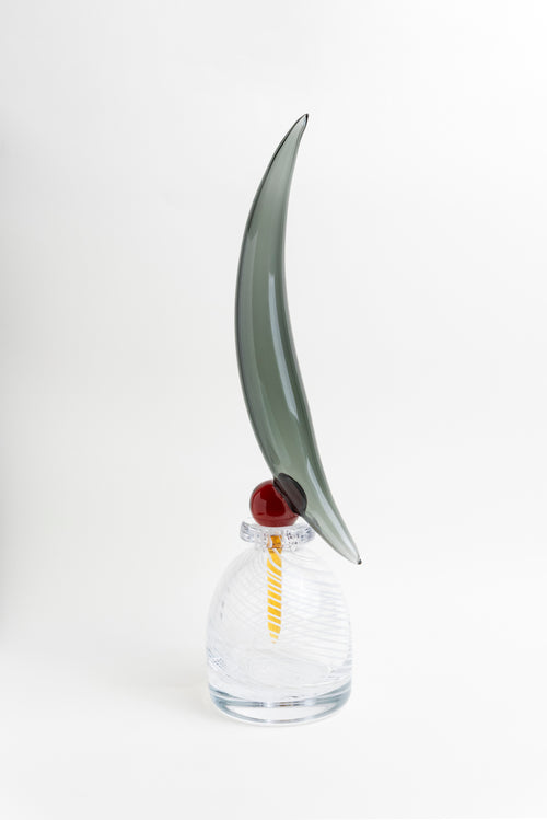 Smoky Crest Glass Art Vase - Short