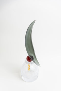 Smoky Crest Glass Art Vase - Short