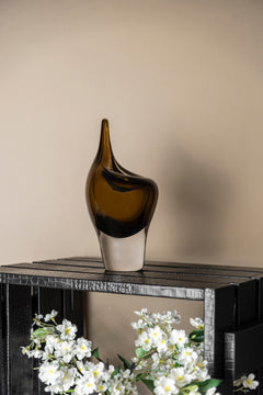 Amber Drop Art Glass Vase - Small