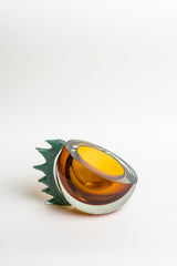 Verdant Ember Handblown Glass Vase with Leaf Overlay