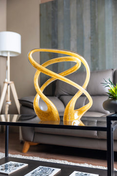 Golden Whirl Handblown Glass Vase Set (Set of 2)