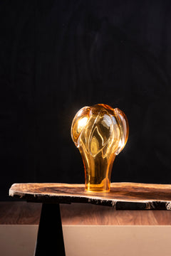 Amber Petal Hand-Blown Glass Vase