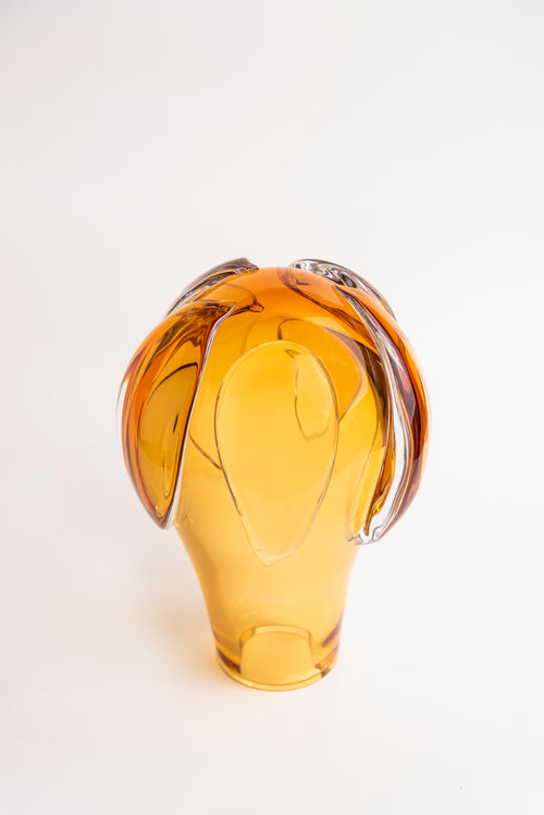 Amber Petal Hand-Blown Glass Vase