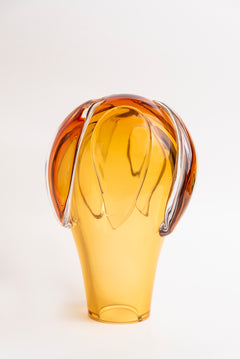 Amber Petal Hand-Blown Glass Vase