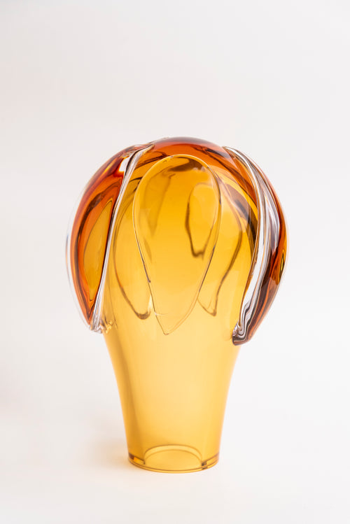 Amber Petal Hand-Blown Glass Vase