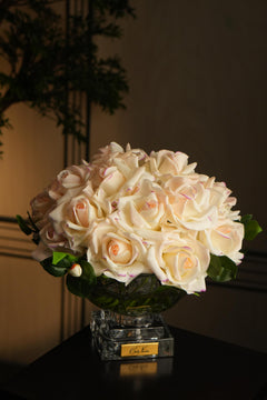 Centrepiece French Rose Bouquet - Pink Blush & Gold badge