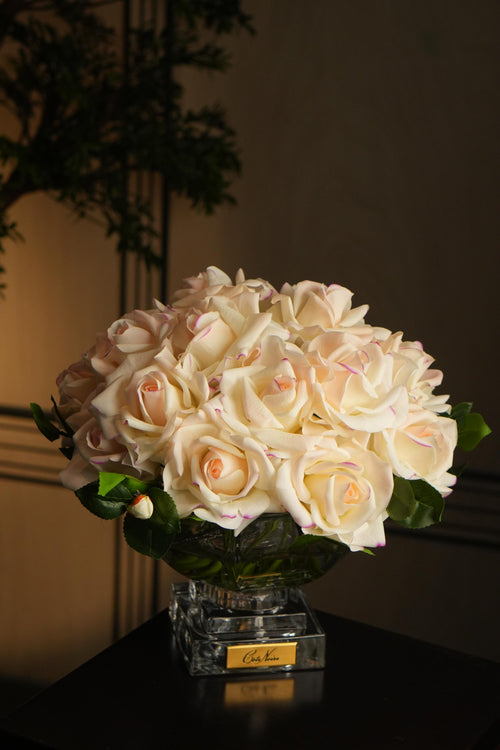 Centrepiece French Rose Bouquet - Pink Blush & Gold badge
