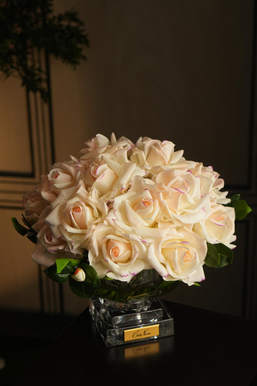 Centrepiece French Rose Bouquet - Pink Blush & Gold badge