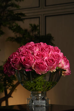 Magenta Rose Buds & Silver