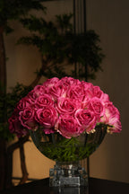 Magenta Rose Buds & Silver