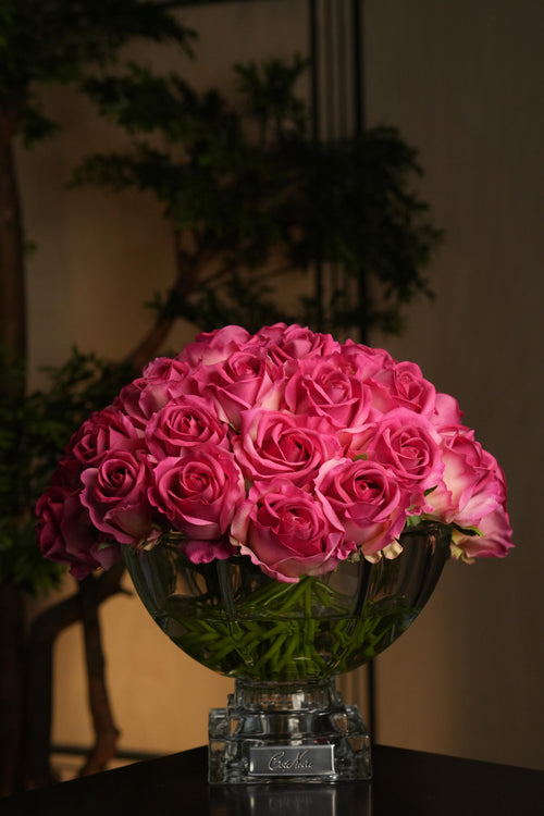 Magenta Rose Buds & Silver