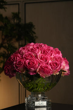 Magenta Rose Buds & Silver