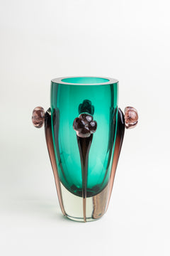 Emerald Blossom Glass Vase - Tall
