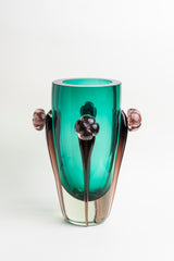 Emerald Blossom Glass Vase - Tall