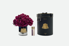 Grand Rose Bouquet In Dark Glass - Carmine Red