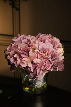 Hydrangeas & Rosebuds - Mauve