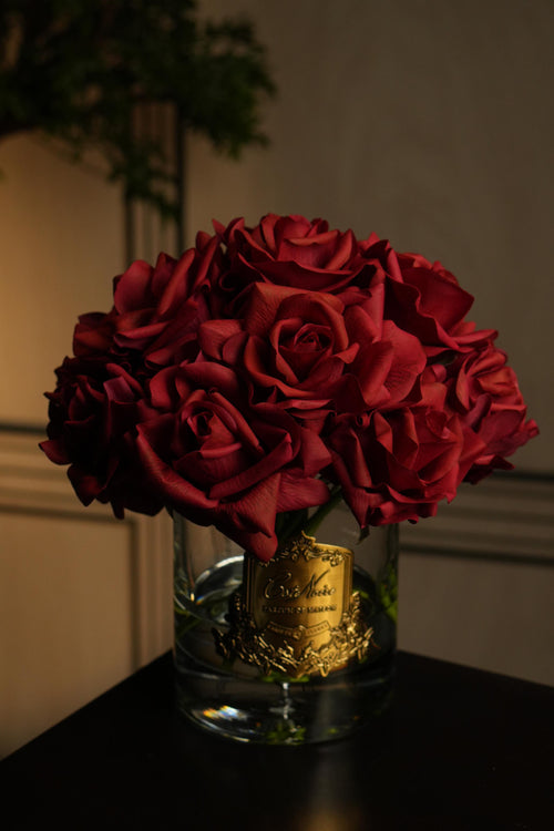 Grand Rose Bouquet - Carmine Red (Burgundy Box With Gold Badge)