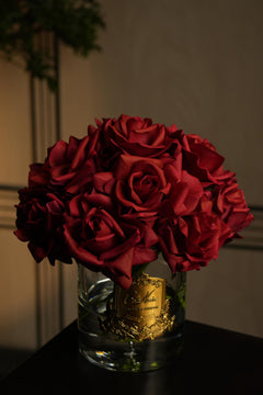 Grand Rose Bouquet - Carmine Red (Burgundy Box With Gold Badge)