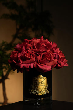 Grand Rose Bouquet In Dark Glass - Carmine Red