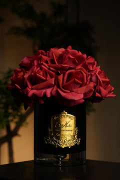 Grand Rose Bouquet In Dark Glass - Carmine Red