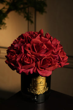 Grand Rose Bouquet In Dark Glass - Carmine Red