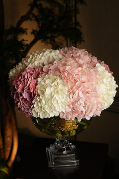 Provence Hydrangeas Bouquet Large - Mixed Pink With Gold Badge