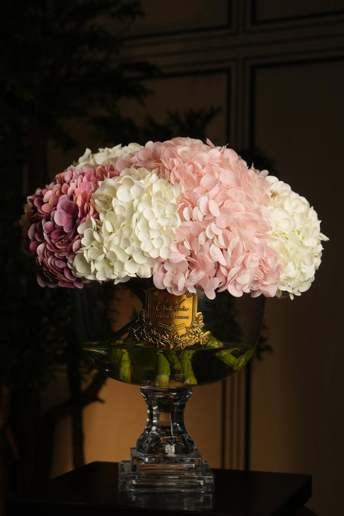 Provence Hydrangeas Bouquet Large - Mixed Pink With Gold Badge