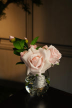 Tea Rose Bouquet In Clear Glass - French Pink