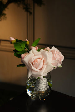 Tea Rose Bouquet In Clear Glass - French Pink